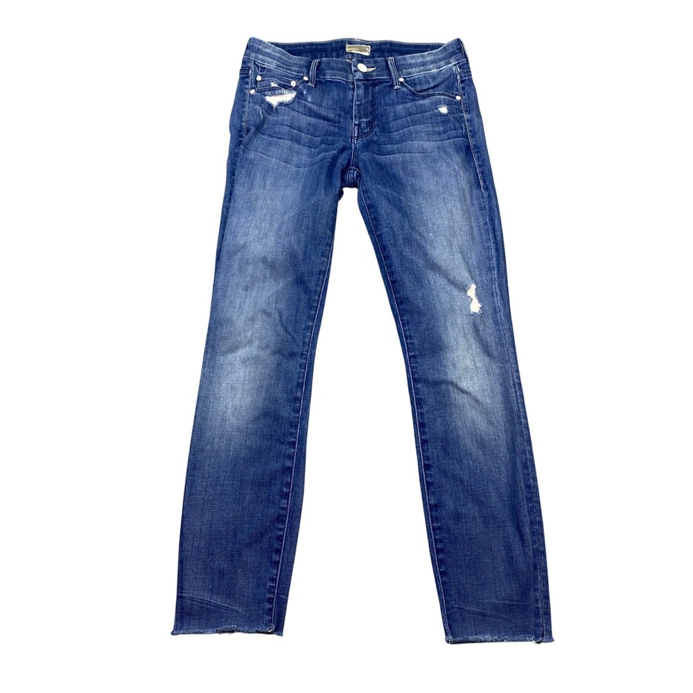 Mother The Looker Graffiti Girl Skinny Jeans Distressed Raw Hem‎ Sz 25 Fits 27"